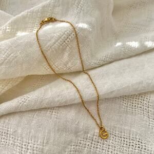 Vintage 80s Givenchy Gold Tone G Logo Pendant Necklace Signed